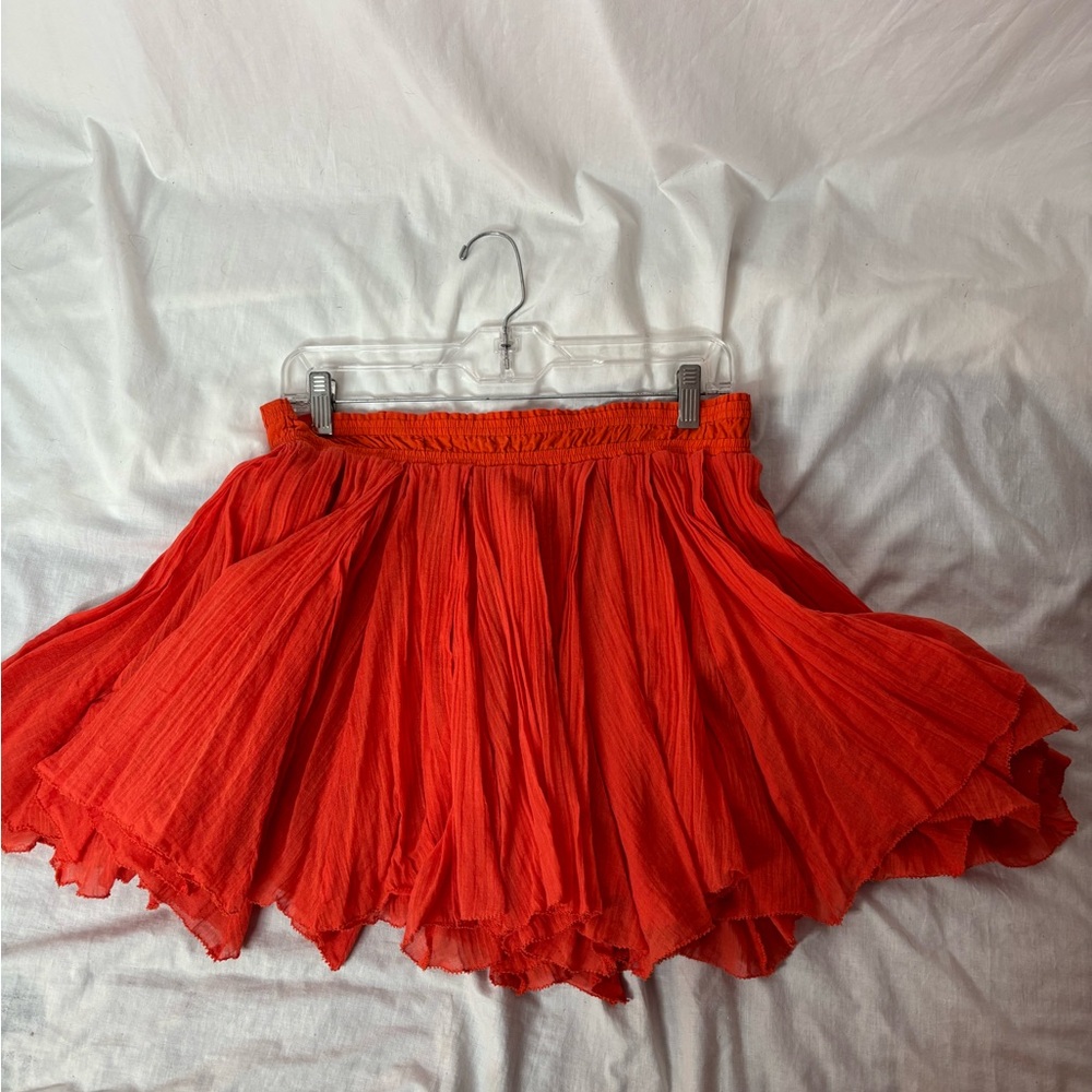 FP One women’s skirt sizeM asymmetrical hem, ruffly gauzy, elastic waistband
